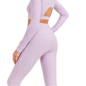 MONO B LEOPARD JACQUARD HIGH-WAIST LEGGINGS APH8029 Lavender